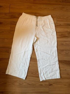 Abercrombie & Fitch White Linen Blend Casual Pants